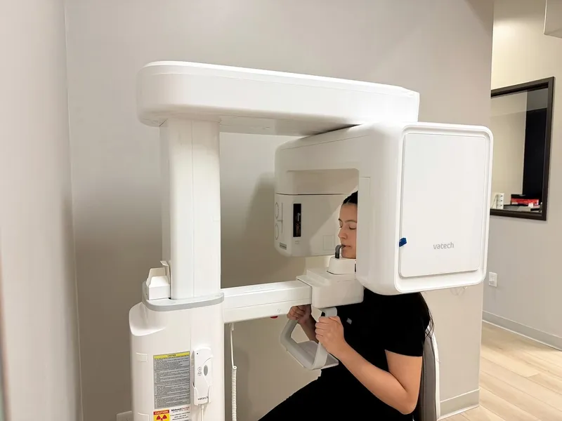A cone-beam CT scan in progress